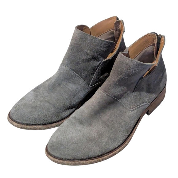 Kork Ease Ryder Ankle Boots Womens 8.5 Grey Suede Bootie Heel Zip Shoes - Picture 1 of 6